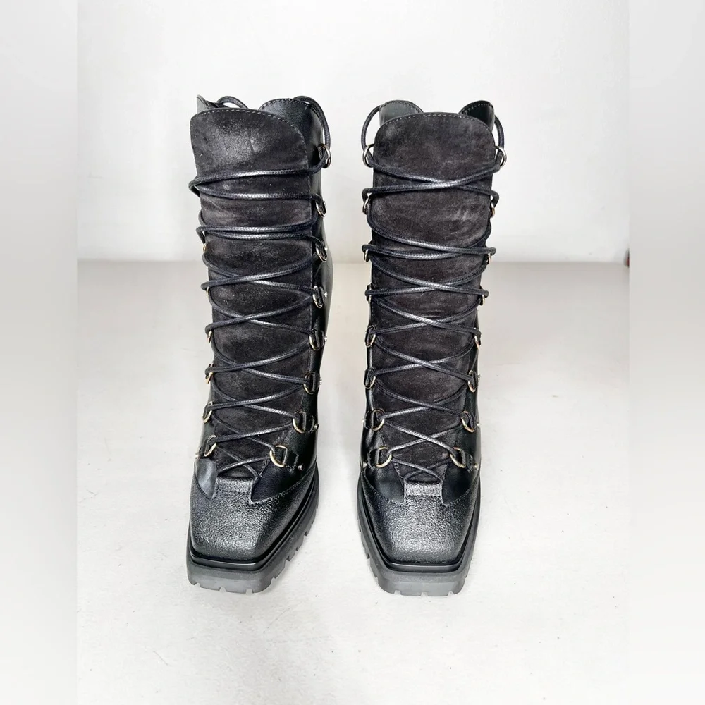 Jimmy Choo Madyn 130 Leather Ankle Square Toe Heel Boots W / Box Size 36.5 EUC - Picture 6 of 14